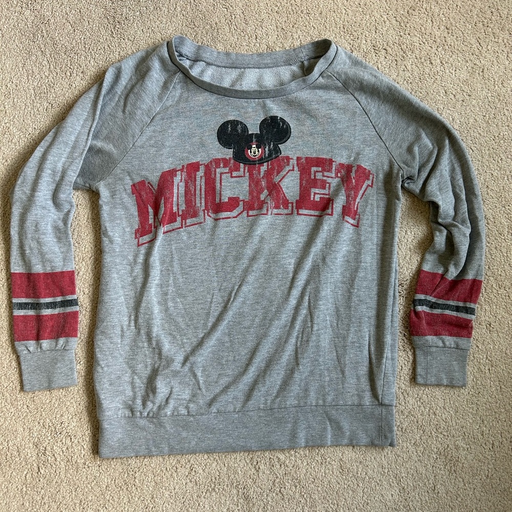 Gray and Red Mickey Mouse Sweatshirt
